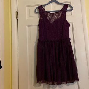 Purple lace dot mini dress